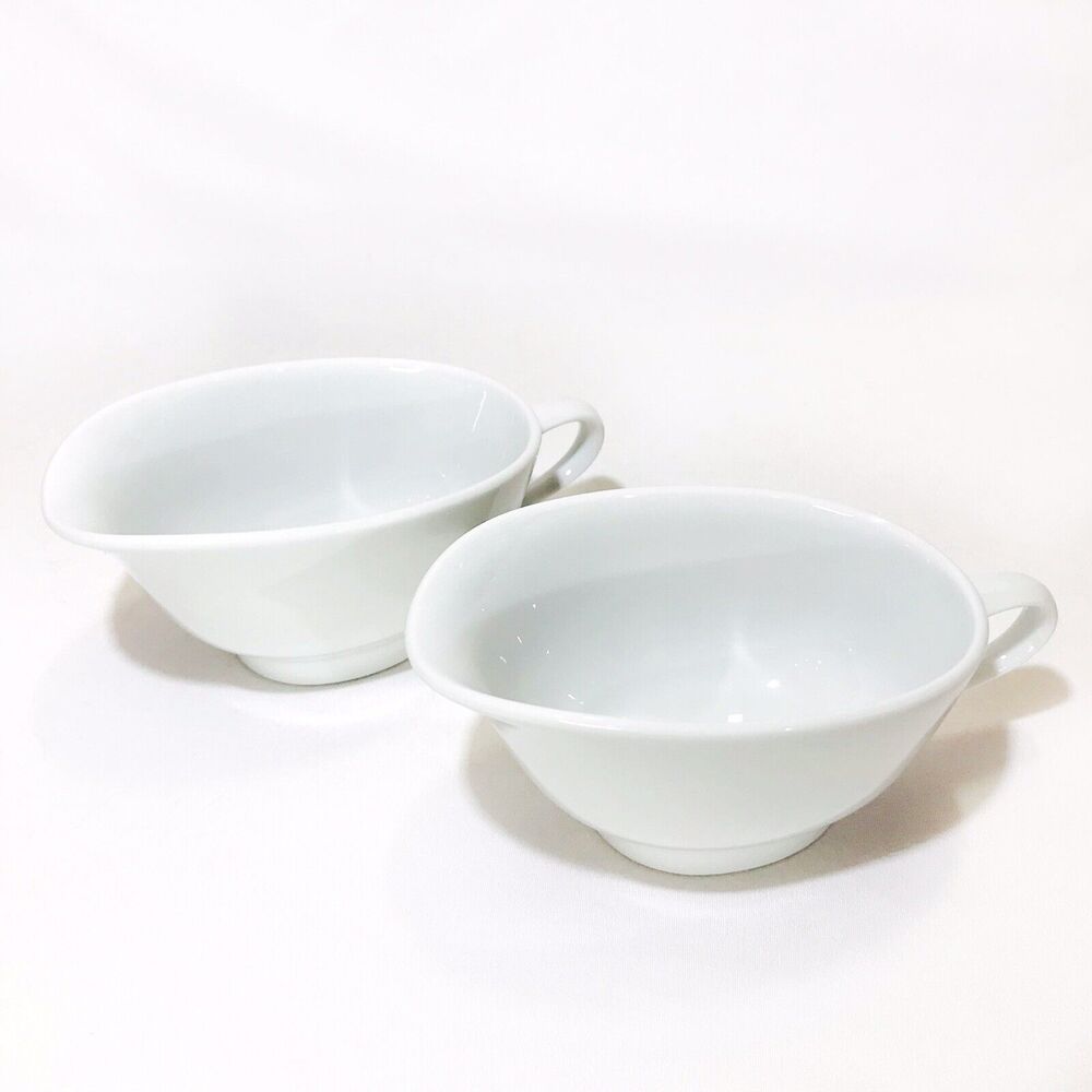 Pair of Rosenthal Germany Epoque White Porcelain Individual Sauce / Gravy Boats